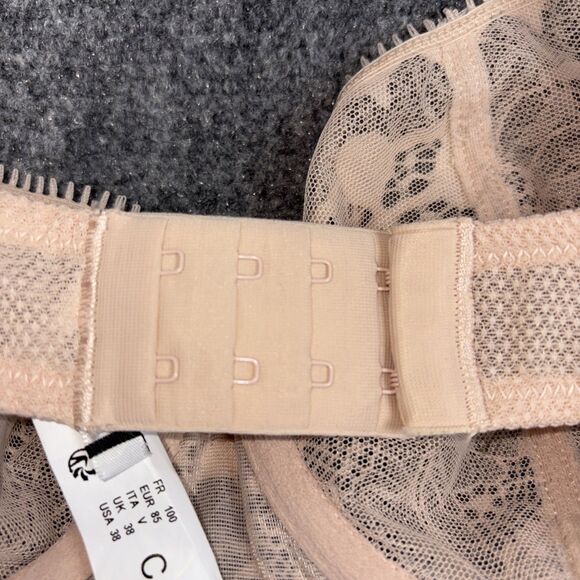 Chantelle C15F50 Day to Night Lace Unlined Demi Bra Size 38C Nude Blush - Picture 6 of 9